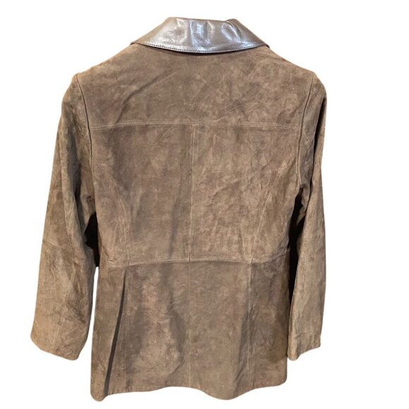 Brooks Brothers 346 Women's Blazer Jacket Size 6 Brown Suede Leather Button Up - Picture 2 of 16